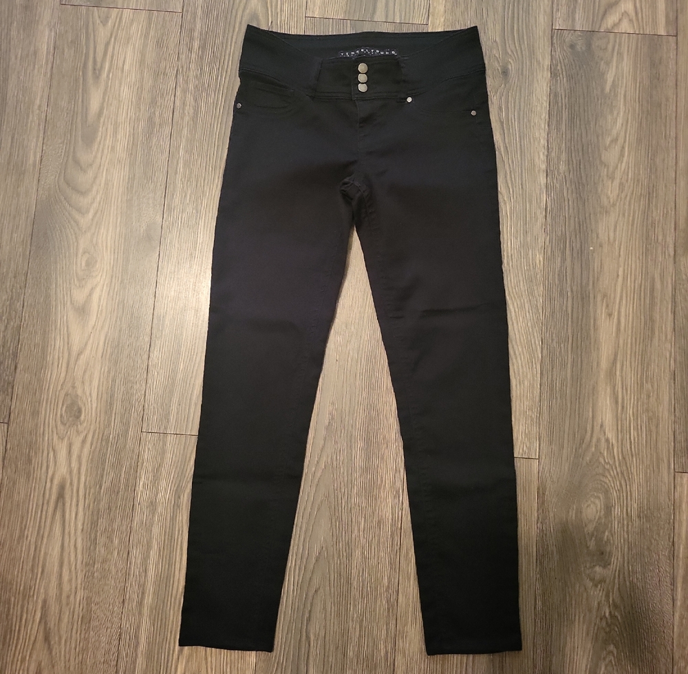 Tinseltown Midnight Black Jeans with Button Accents